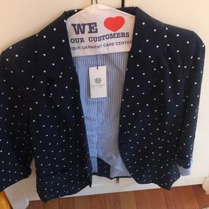 Navy blue polka dots blazer